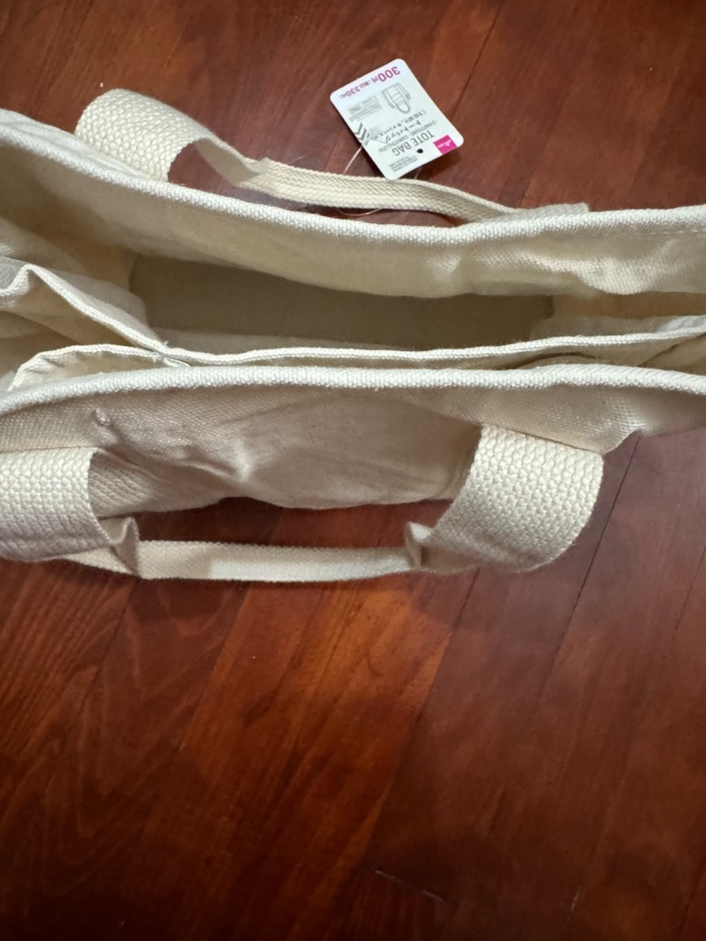 Classic Cream Canvas Mini Tote Bag with Front Pocket - Picture 6 of 11